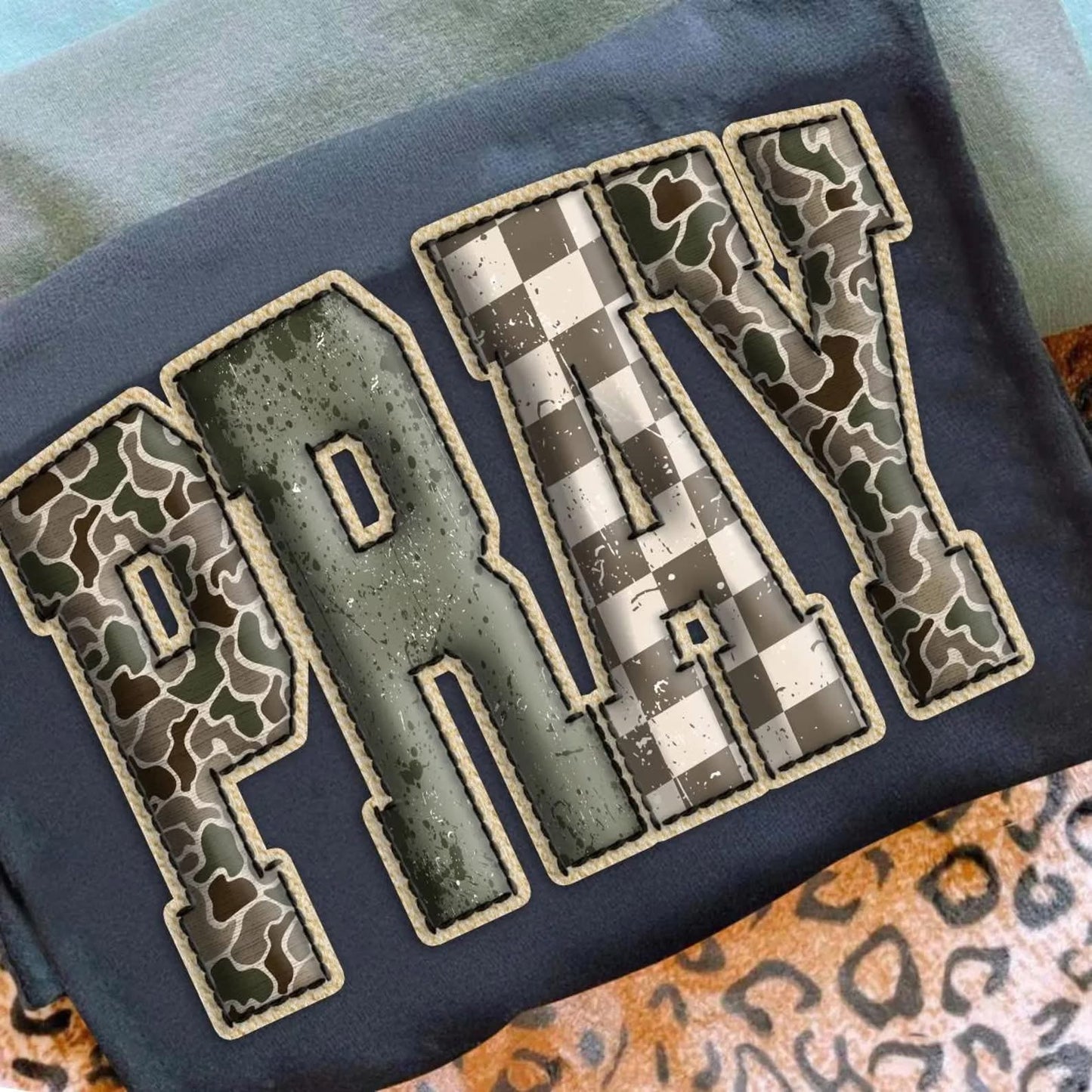 Faux Puff Camo Checkered Tees