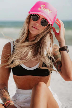 Surf Embroidered Neon Hats