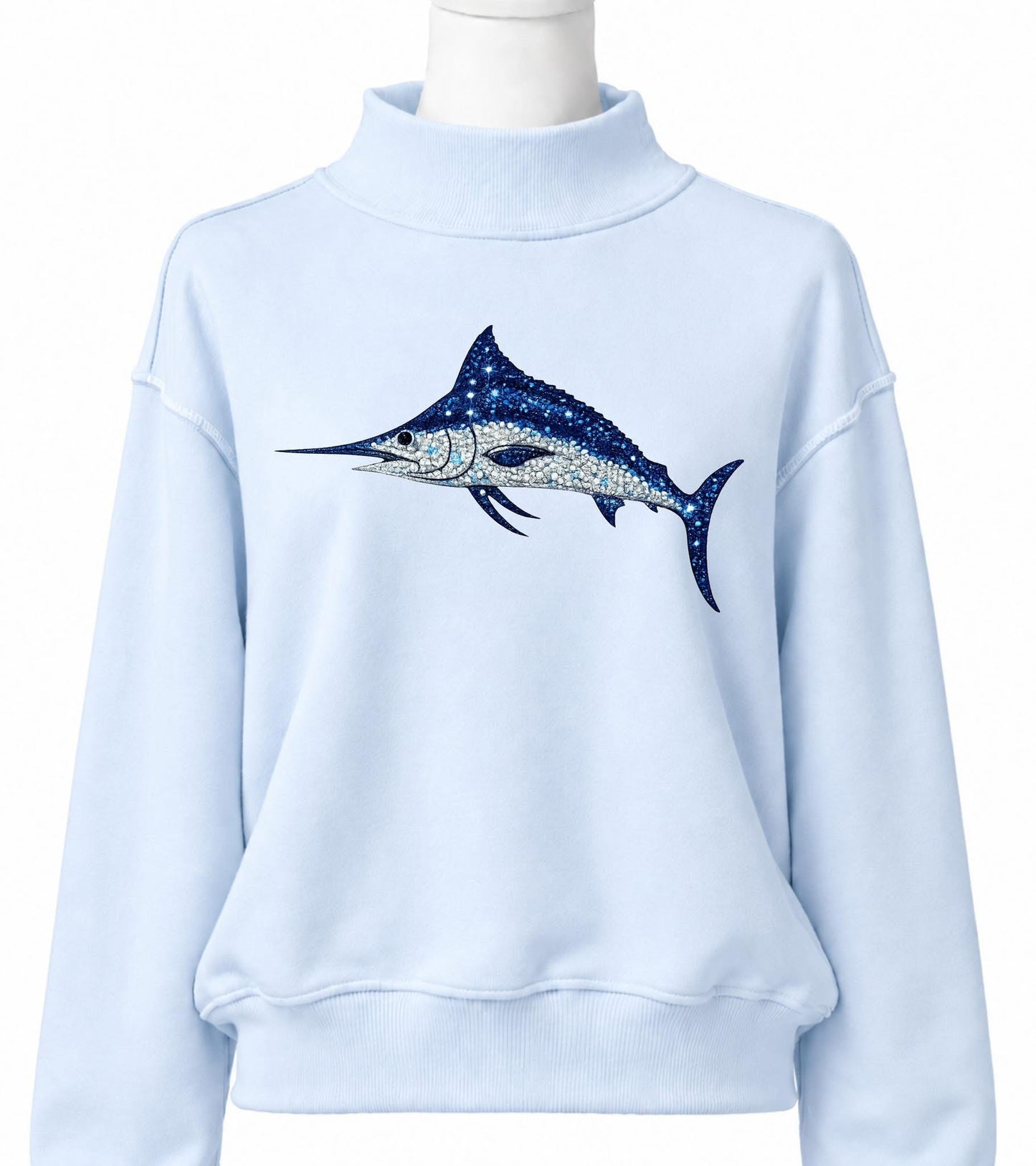 Marlin Faux Rhinestone Mockneck