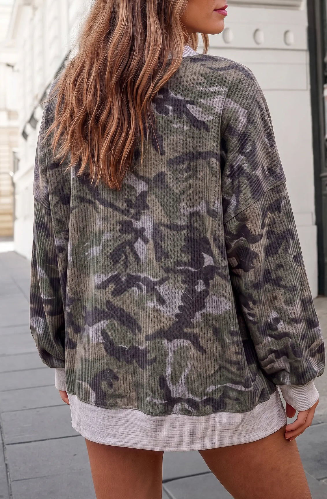 Saved Ribbed Camo Mockneck