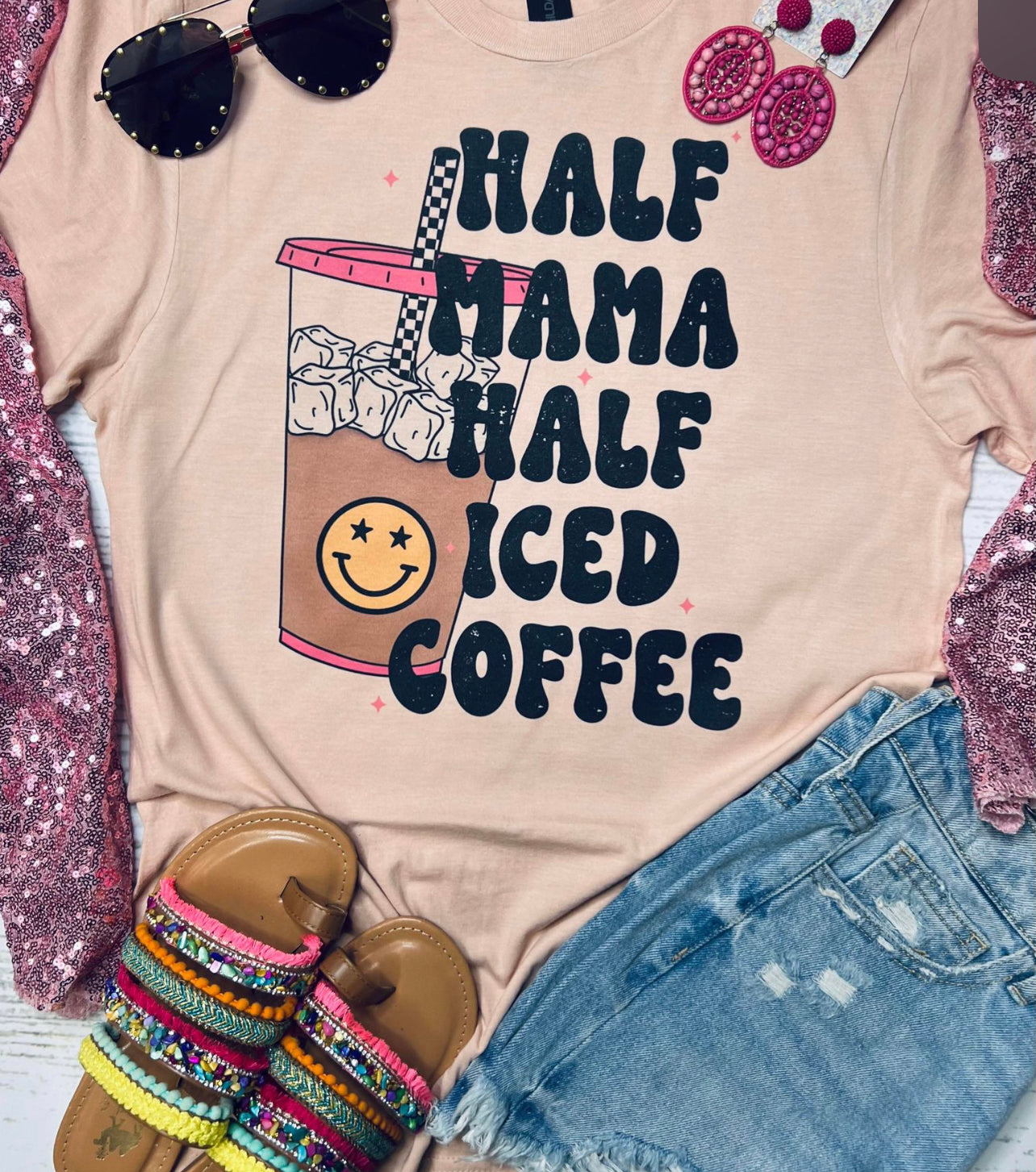Half Mama Half Iced Coffee Peach Tee
