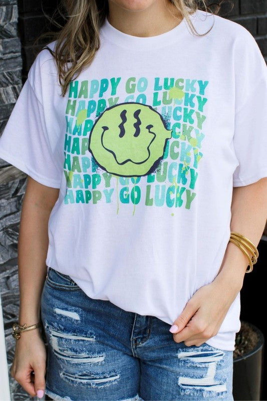 Happy Go Lucky Drippy Tee