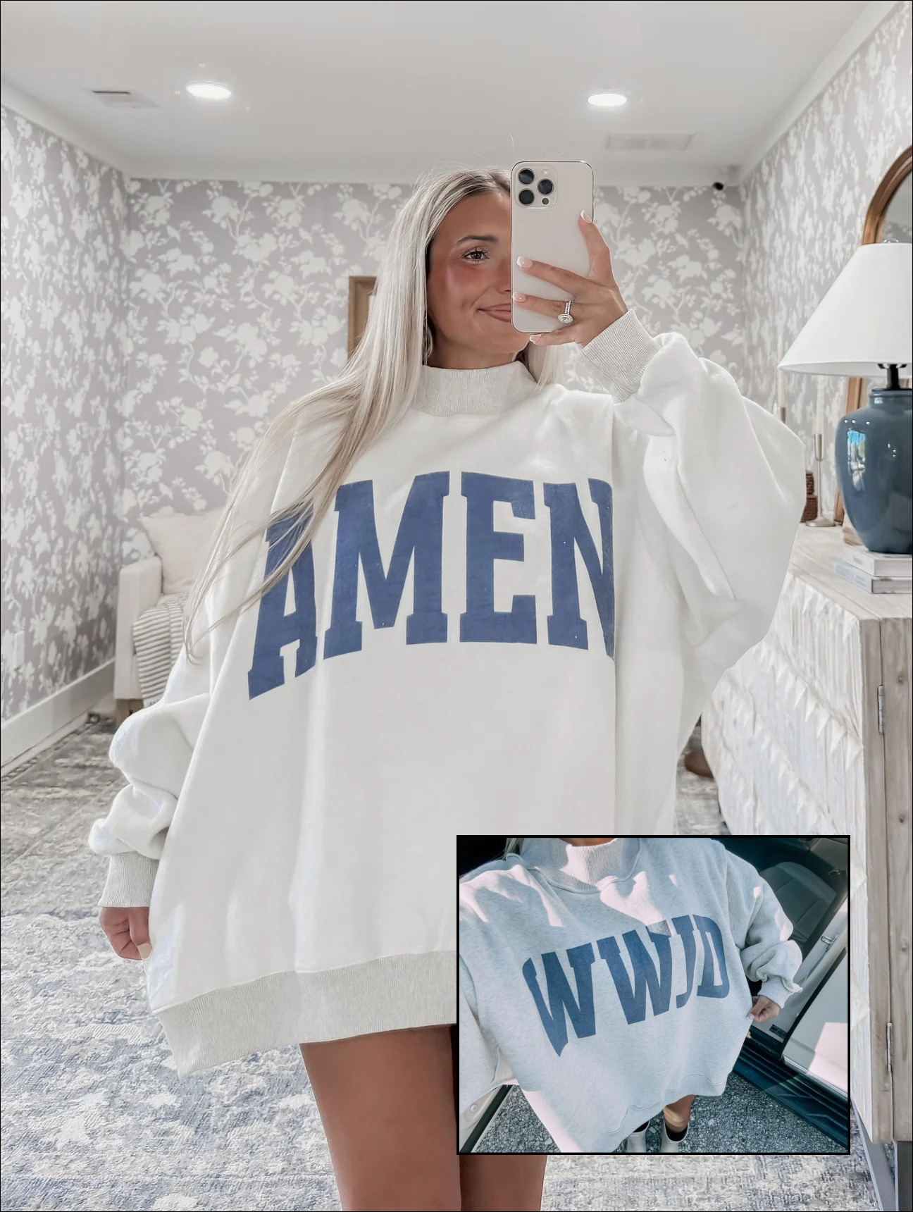 WWJD/Amen Reversible Mockneck Sweatshirt