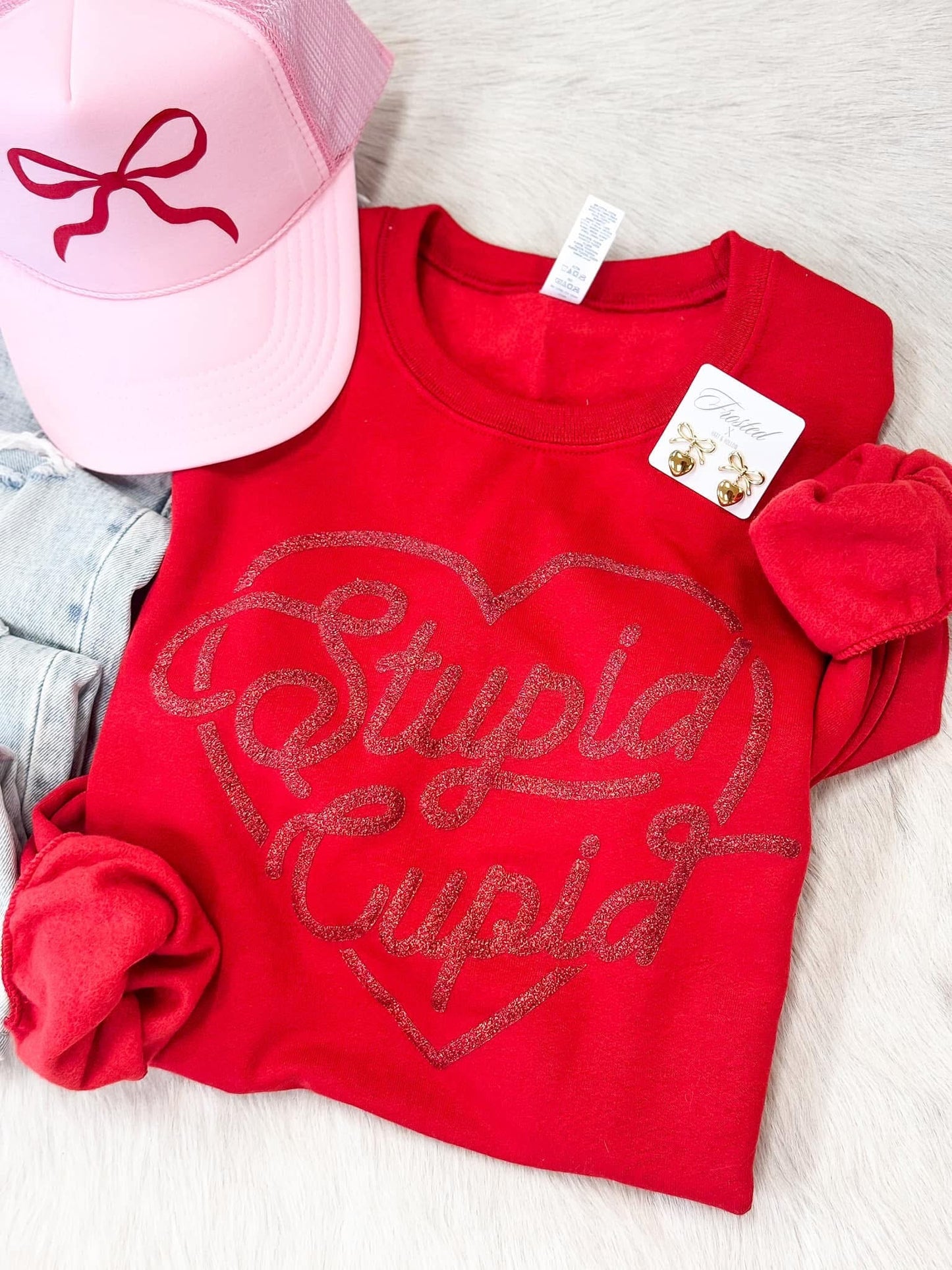 Stupid Cupid Glitter Sweatshirt
