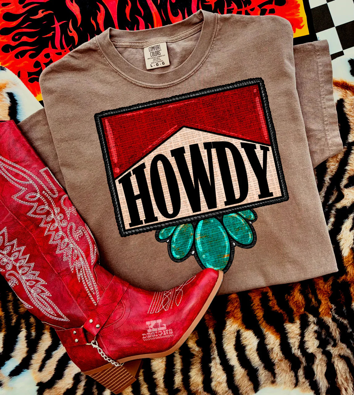 Howdy RED & TURQUOISE Tee