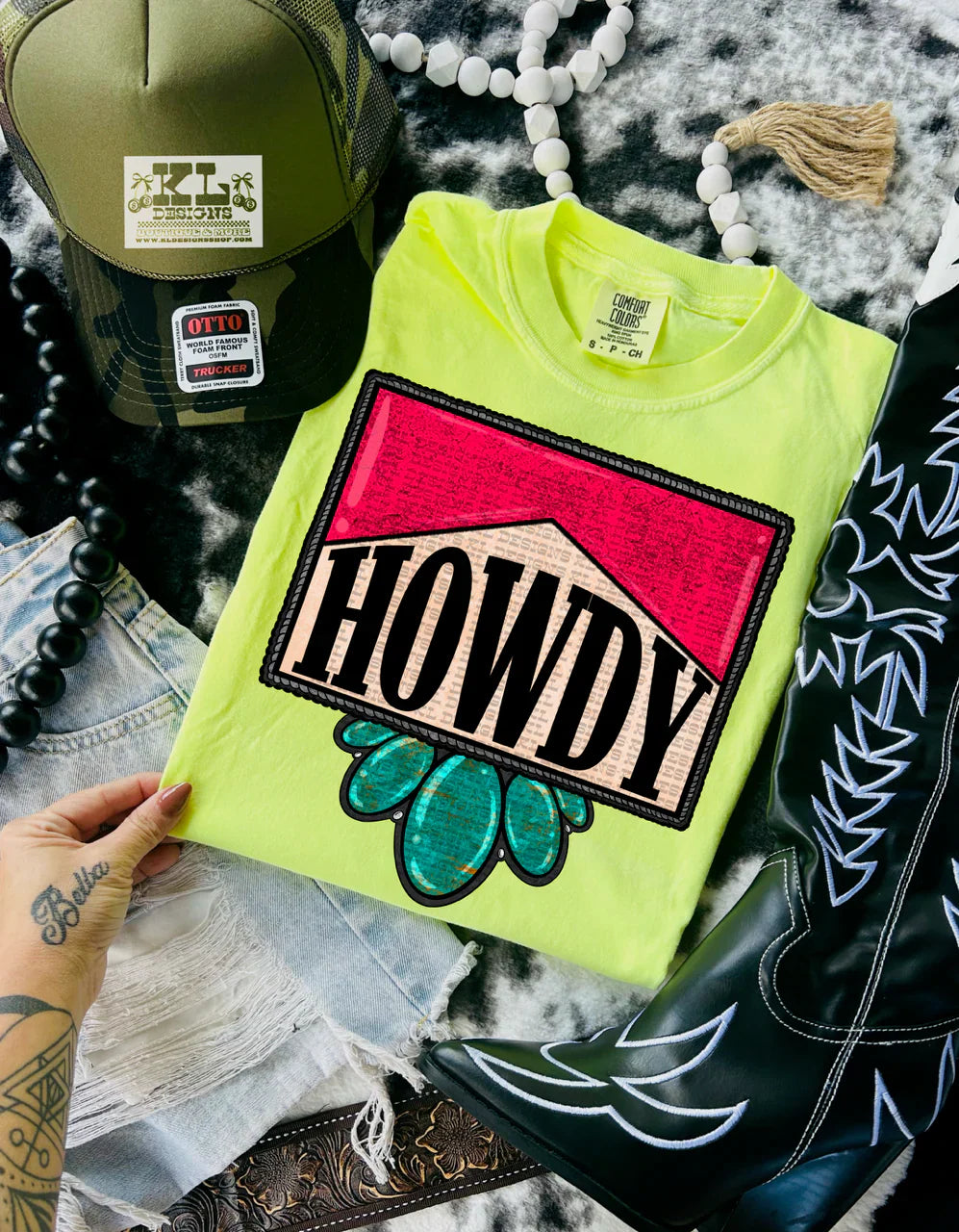 Howdy HOT PINK & TURQUOISE Tee