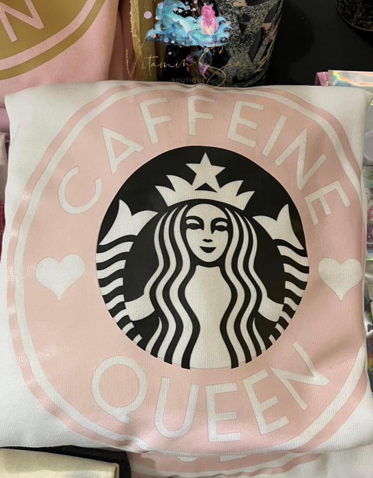 Caffeine Queen Crewneck Sweatshirt (Pink or White)