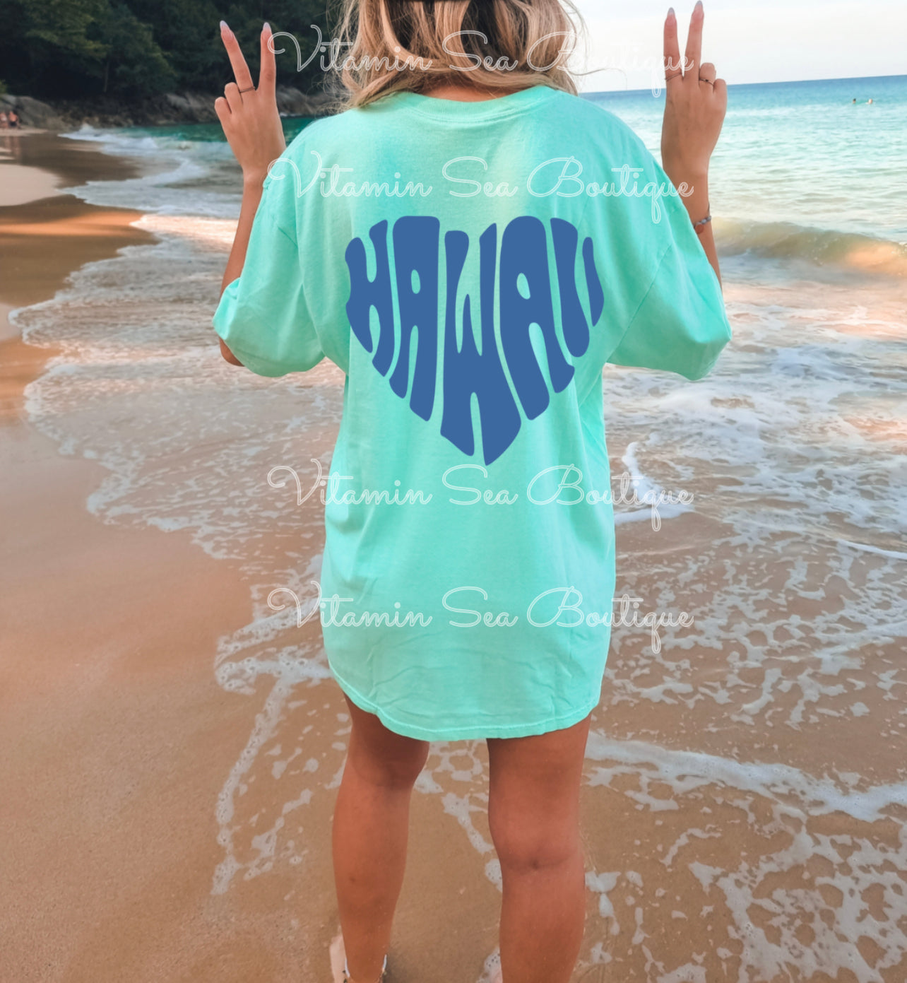 Hawaii Heart Teal / Blue Tee