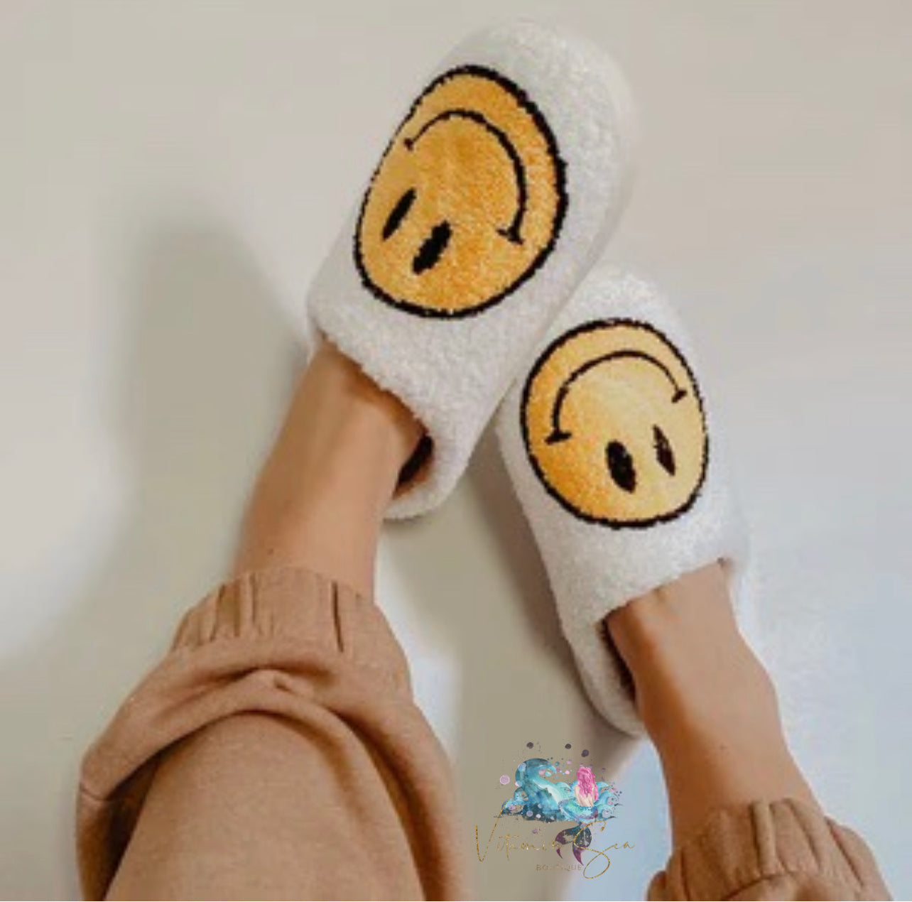 Smiley White Slippers