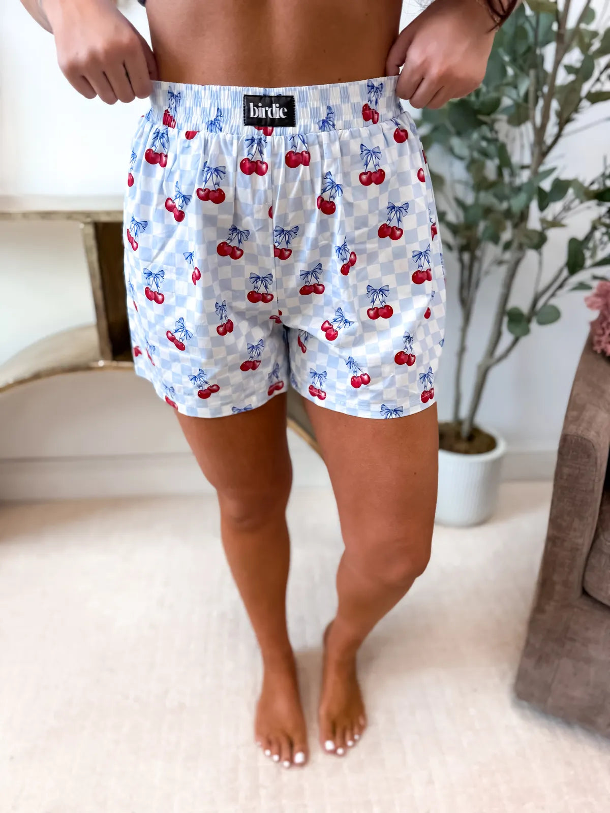 PREORDER Blue Checkered Cherry Boxer Shorts