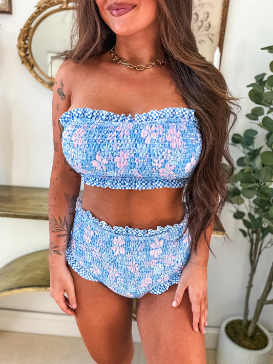 PREORDER Bluebell Blush Ruffle Swim Set