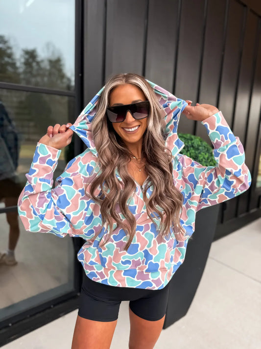 PREORDER Pastel Duck Camo Quarter Zip Pullover