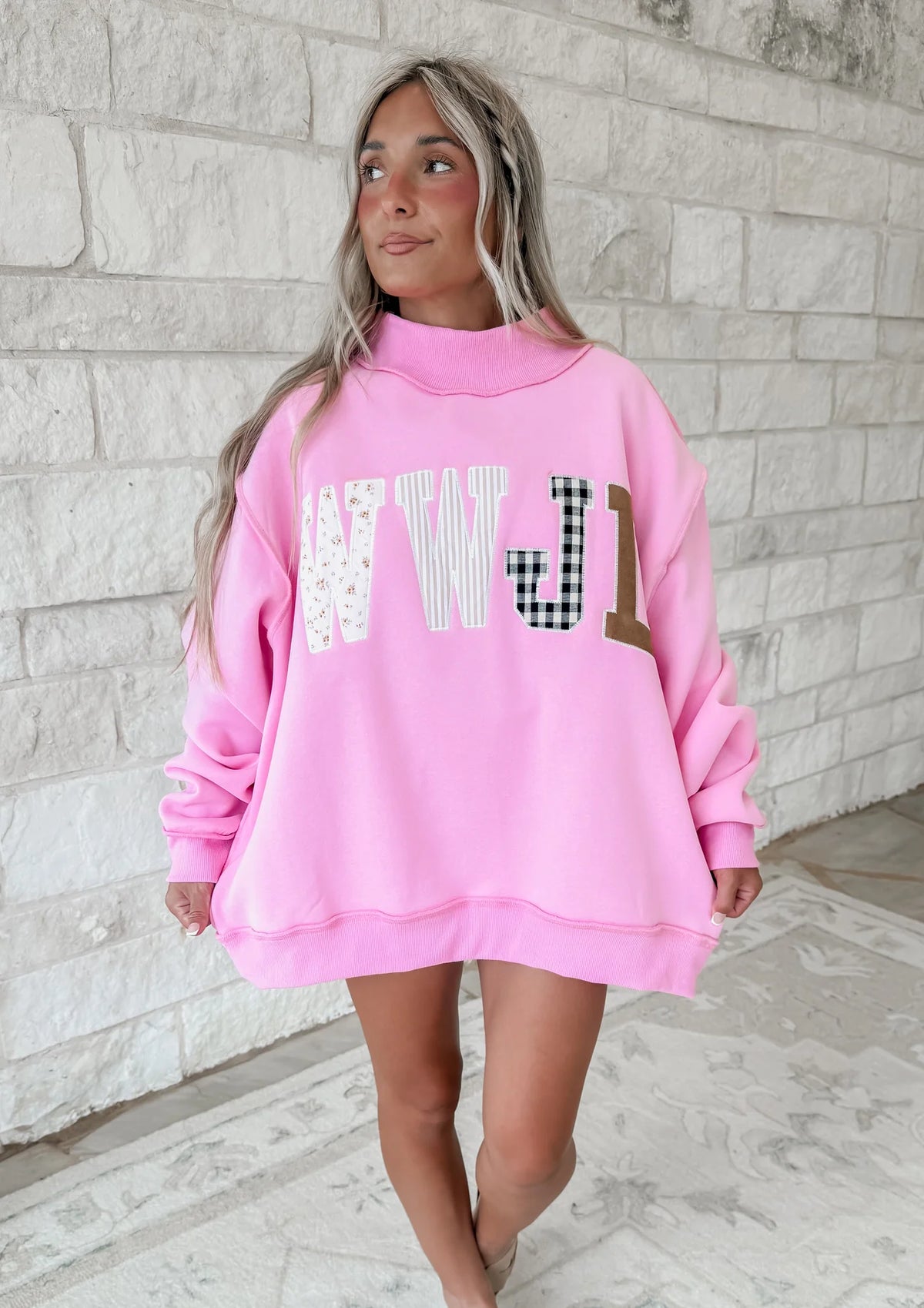 WWJD Patchwork Mockneck Sweatshirt