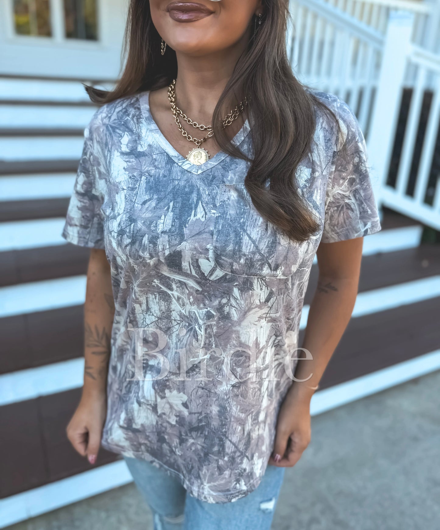 PREORDER Dark Camo V Neck Tee