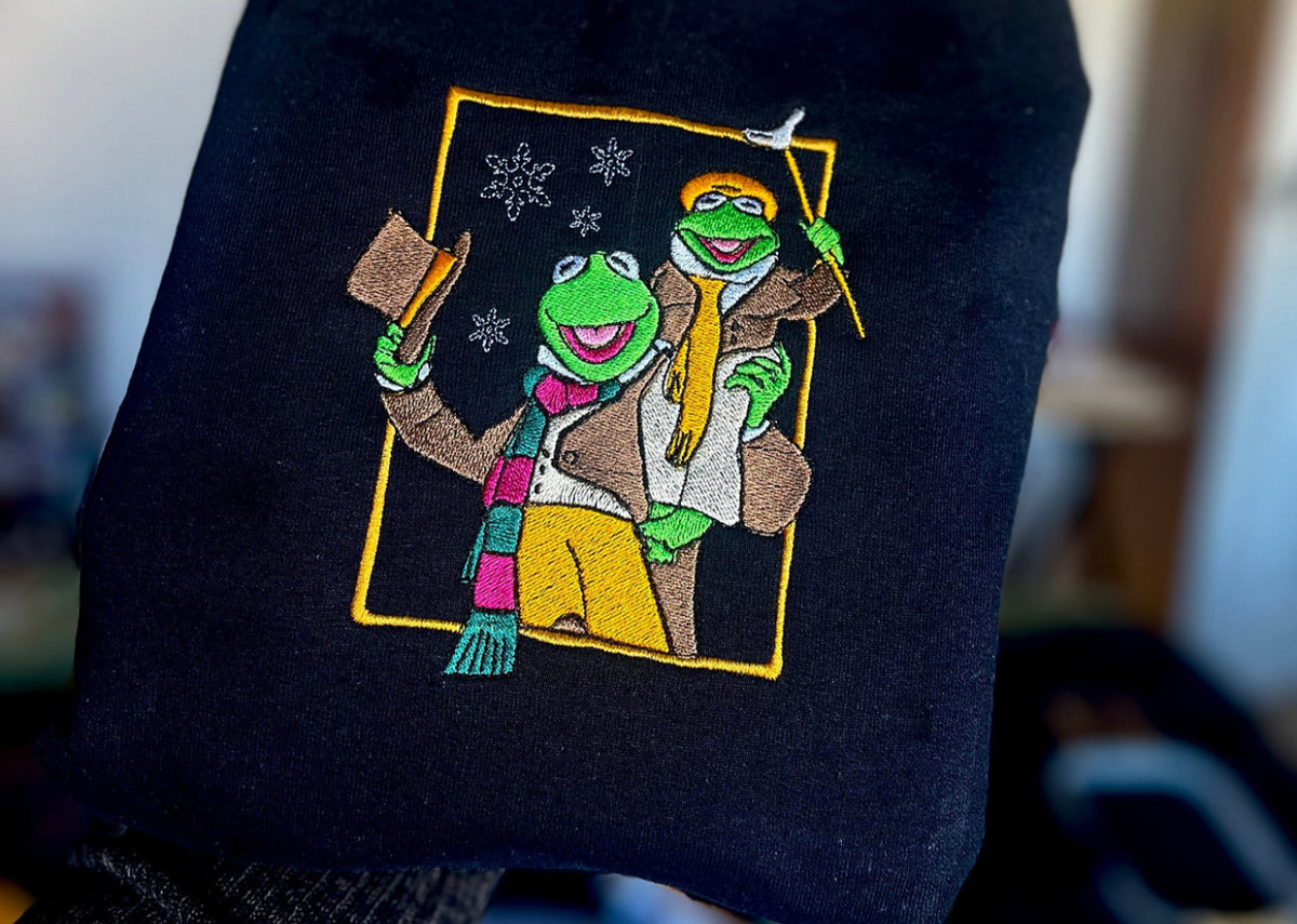 Kermit Christmas Carol Embroidered Crewneck