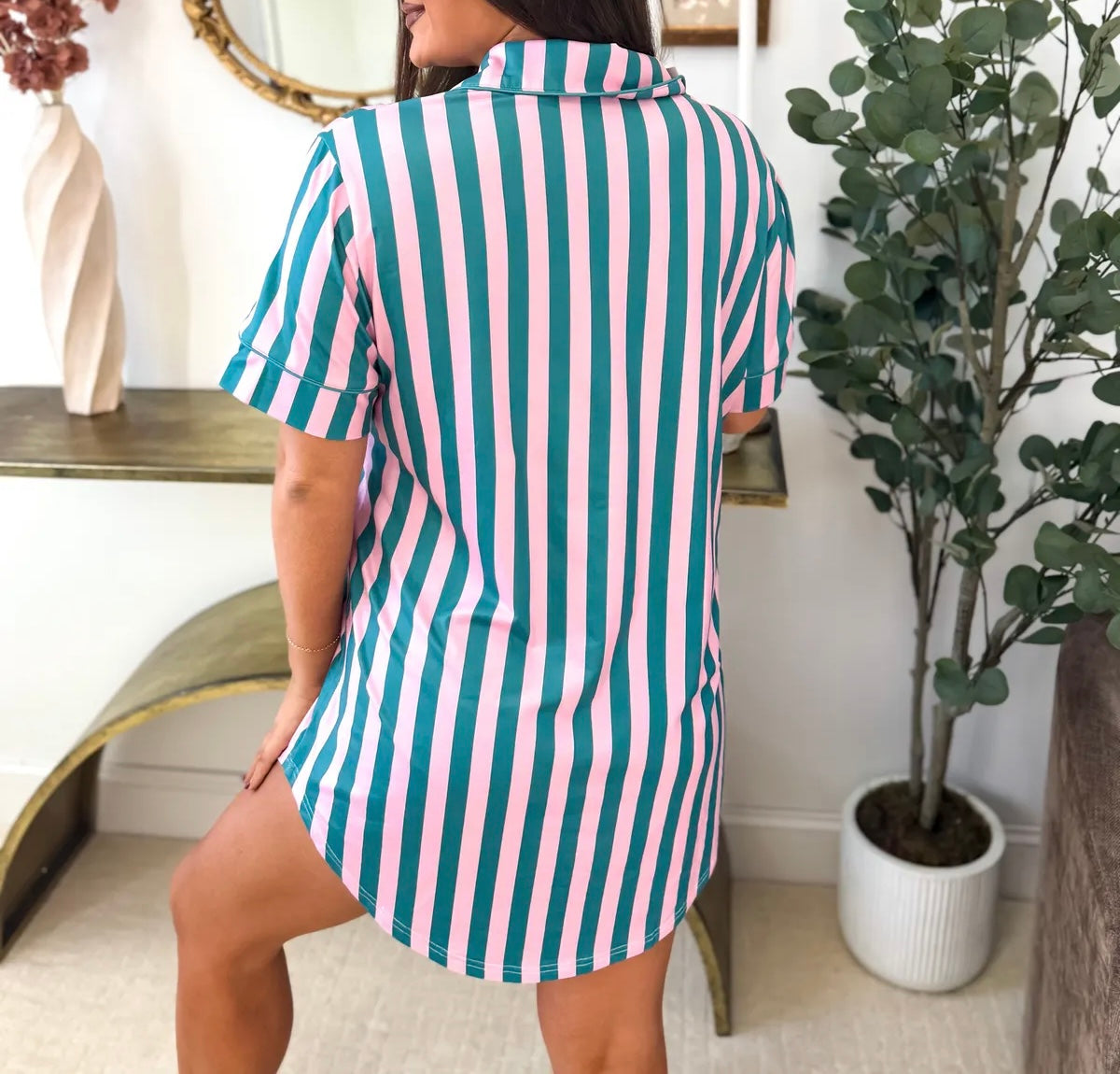 PREORDER Pink & Green Stripes Dream Dress Tee
