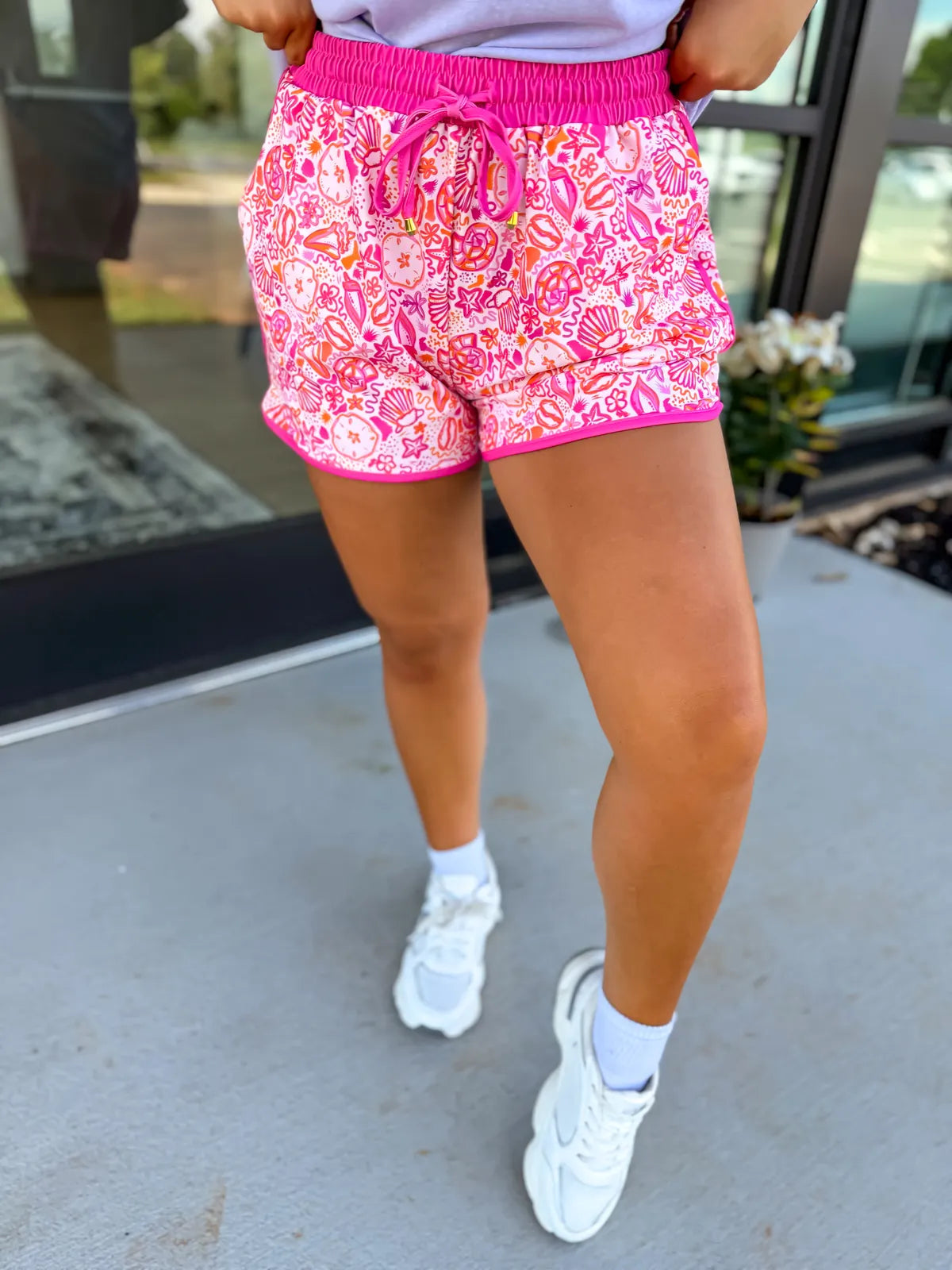 Sandy Shells Pink Active Shorts
