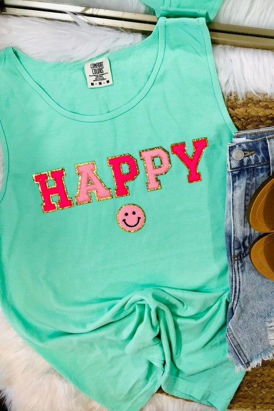 Happy Chenille Patch Tank Top