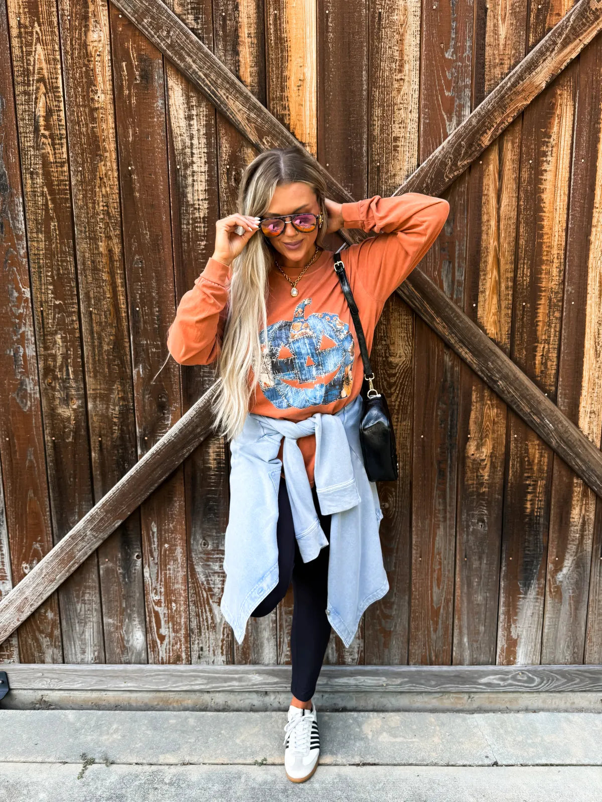 Denim Pumpkin Long Sleeve