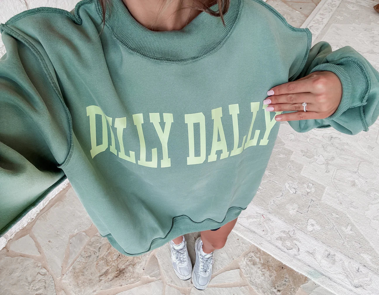 Dillydally Sage Mockneck Sweatshirt