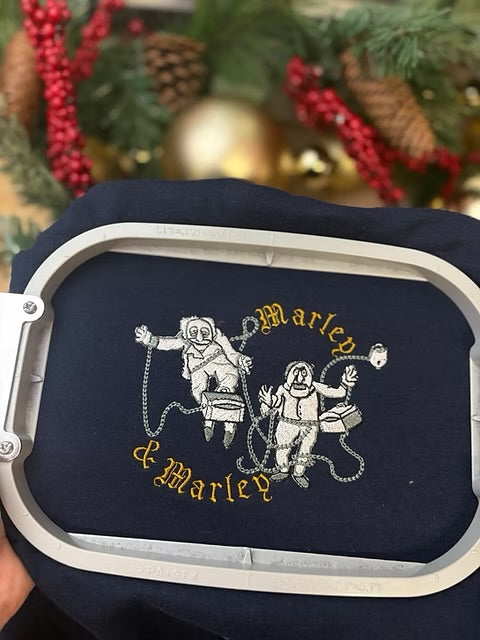 Marley & Marley Christmas Carol Embroidered Crewneck