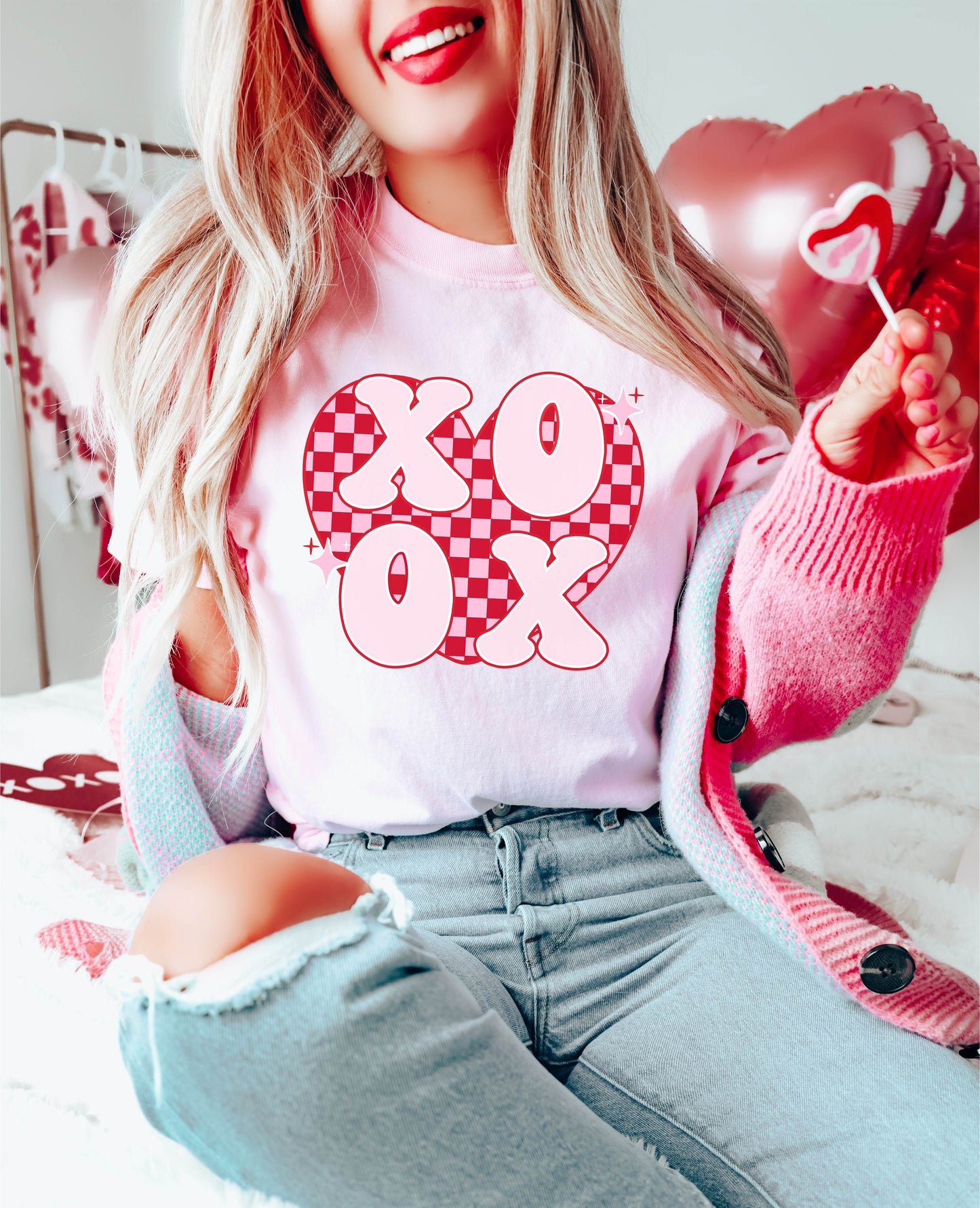 Checkered XOXO Valentine’s Day Tee