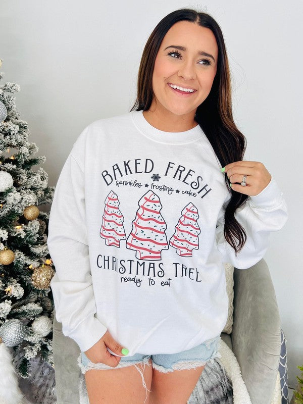 Baked Fresh Christmas Tree Cake Trio Sweatshirt