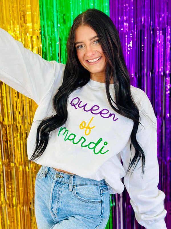 Queen Of Mardi Multi Rope Embroidered Sweatshirt