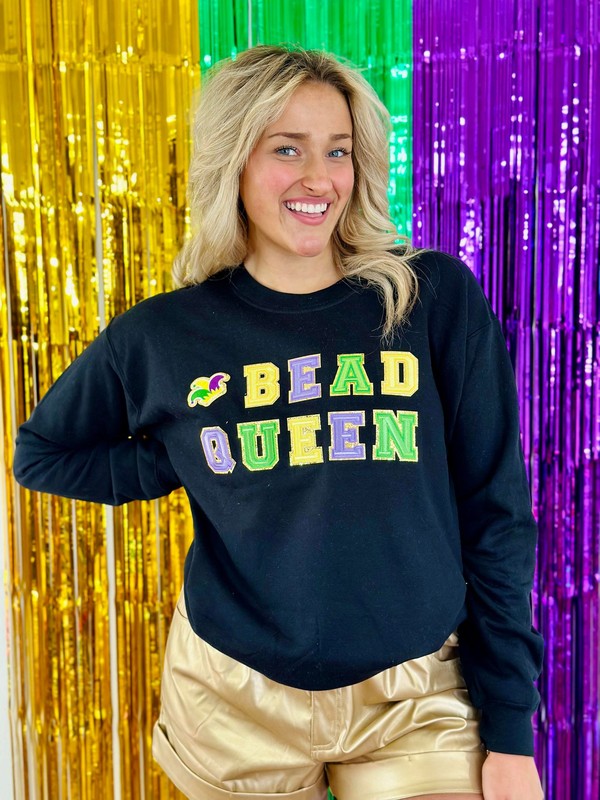 Bead Queen With Jester Hat Mono Patch Sweatshirt
