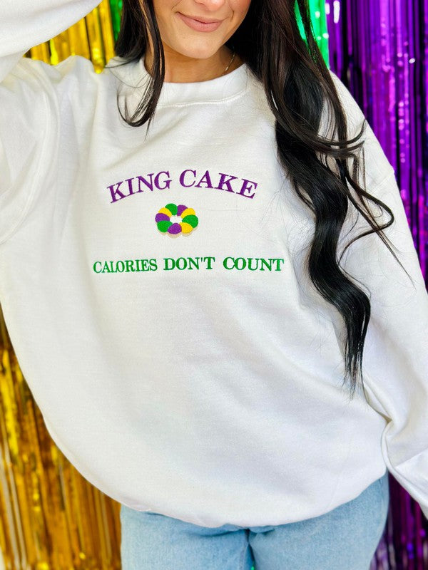 King Cake Calories Embroidery Sweatshirt