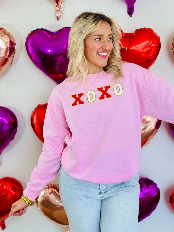 XOXO Chenille Patch Valentine's Day Sweatshirt