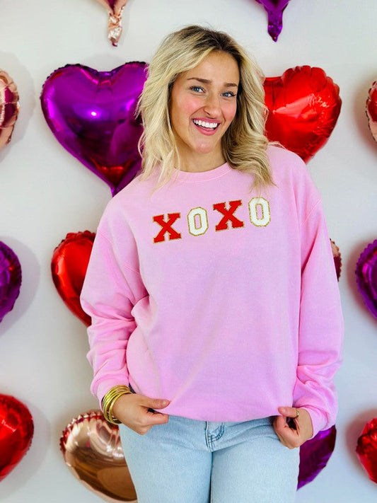 XOXO Chenille Patch Valentine's Day Sweatshirt