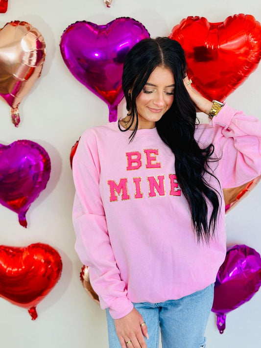 Be Mine Pink Chenille Patch Sweatshirt