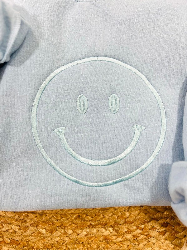 Happy Face Embroidered Sweatshirt