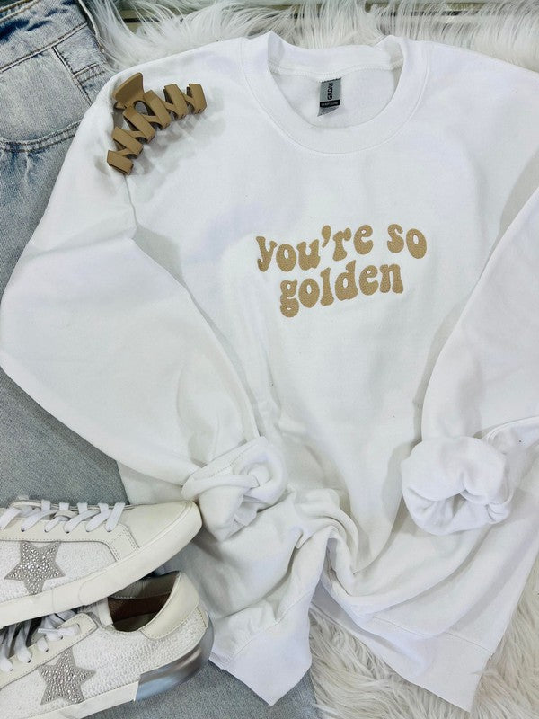 You're So Golden Retro Wave Embroidered Sweatshirt