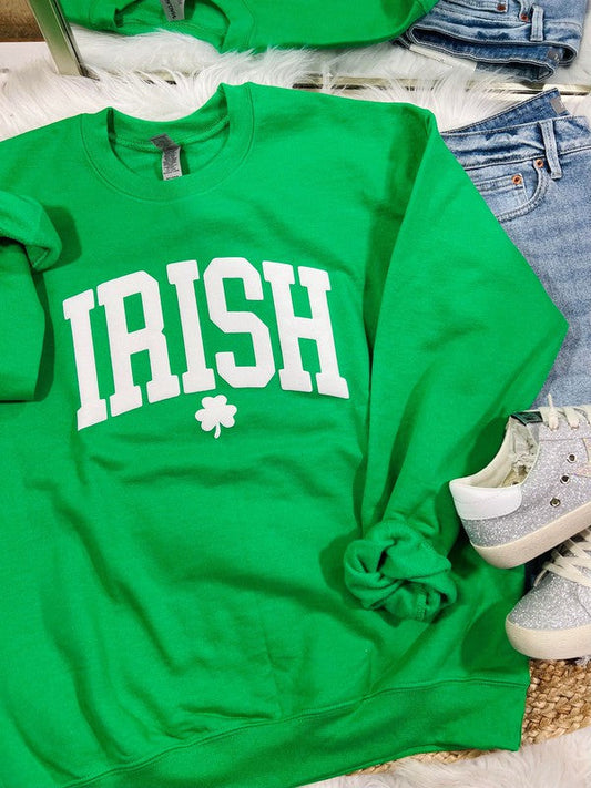 Irish Varsity Curved Clover Puff Sweatshirt