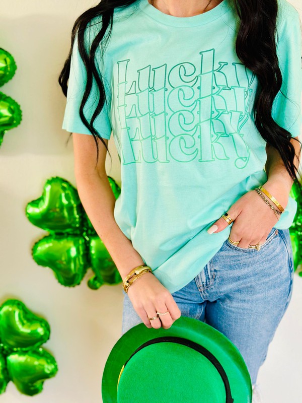 Multi Green Lucky Stacked Tee