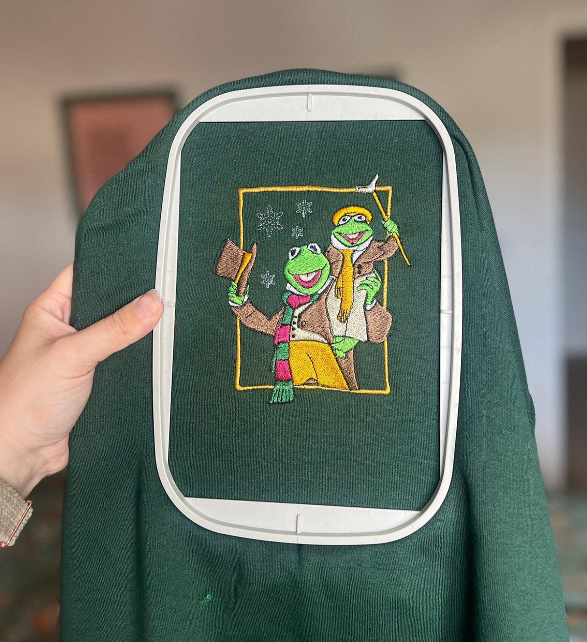 Kermit Christmas Carol Embroidered Crewneck