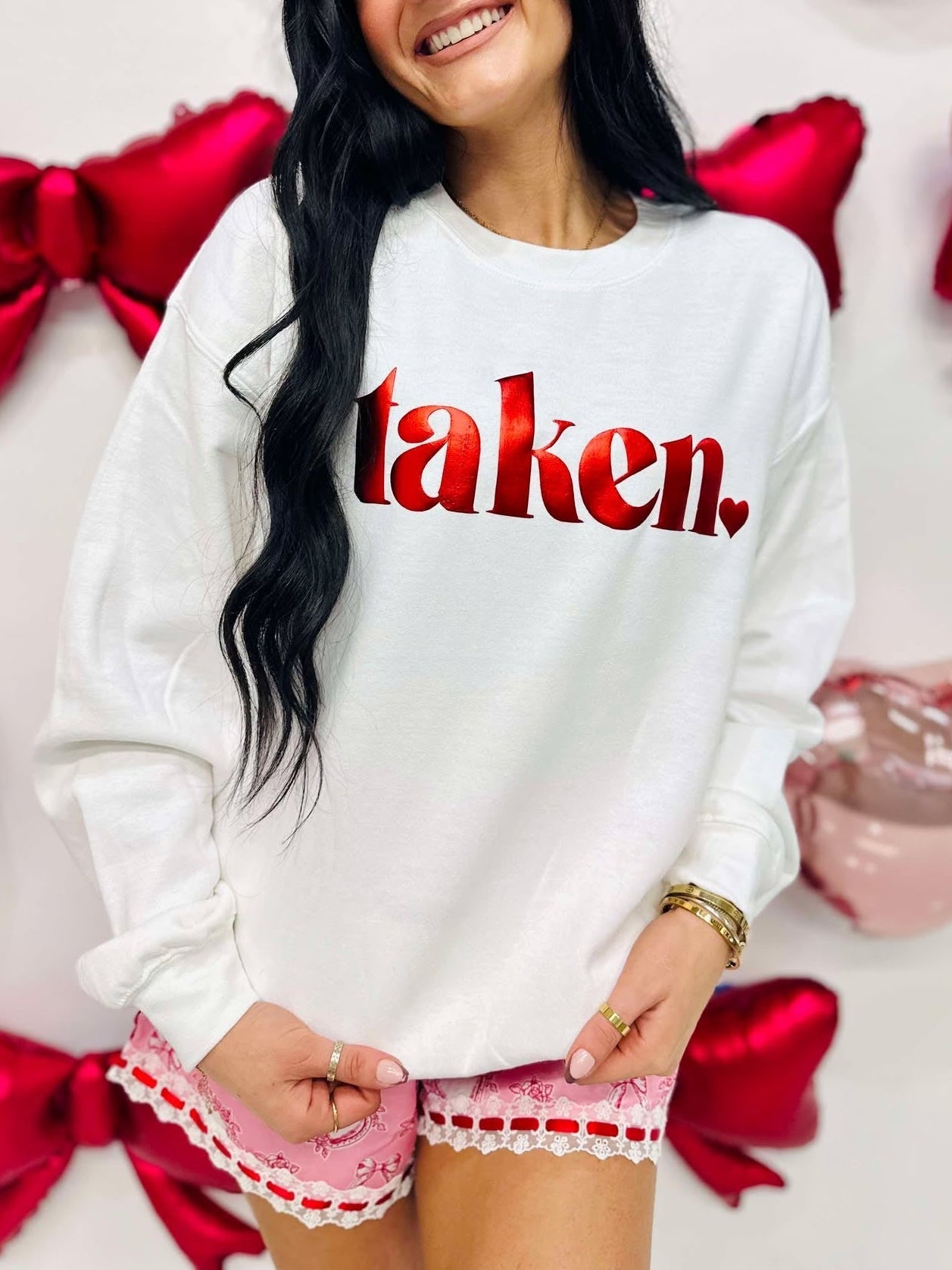 Taken Heart Simple Metallic Puff Sweatshirt