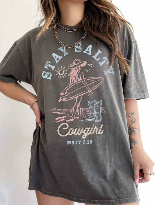 Stay Salty Beach Cowgirl Tee
