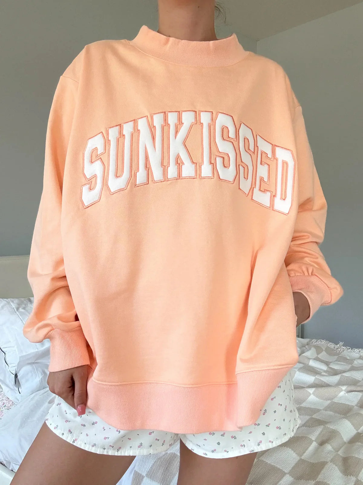 PREORDER Papaya Sunkissed Embroidered Mockneck Sweatshirt