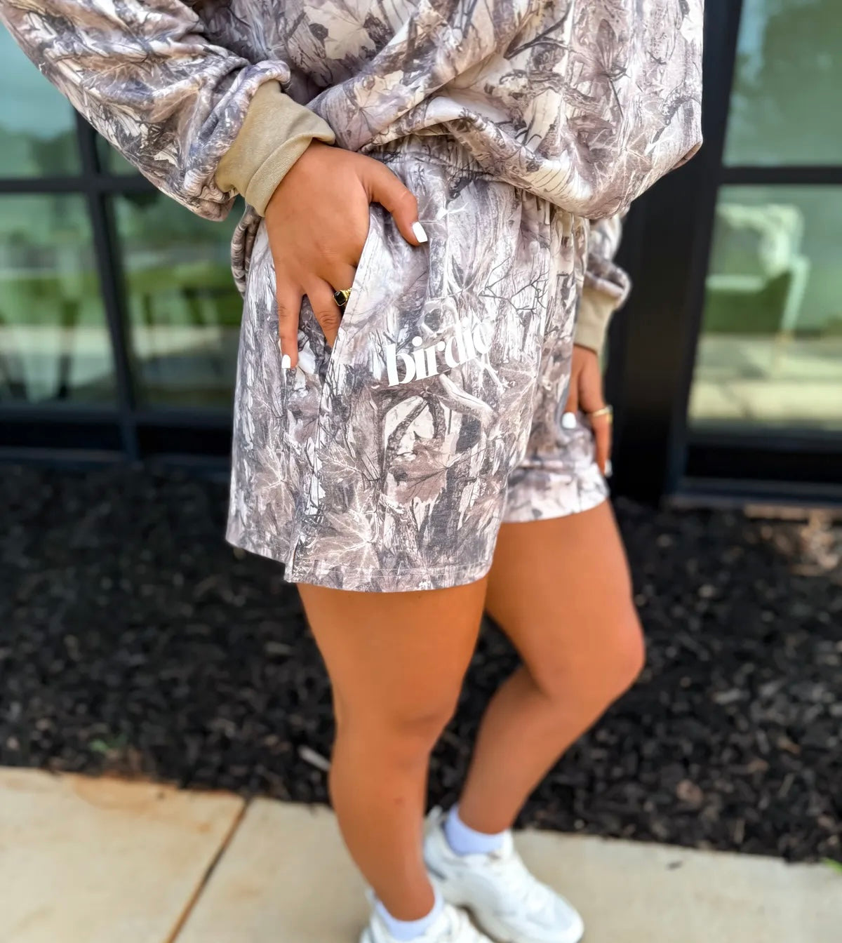 PREORDER Two Piece Long Sleeve/Shorts Camo Set
