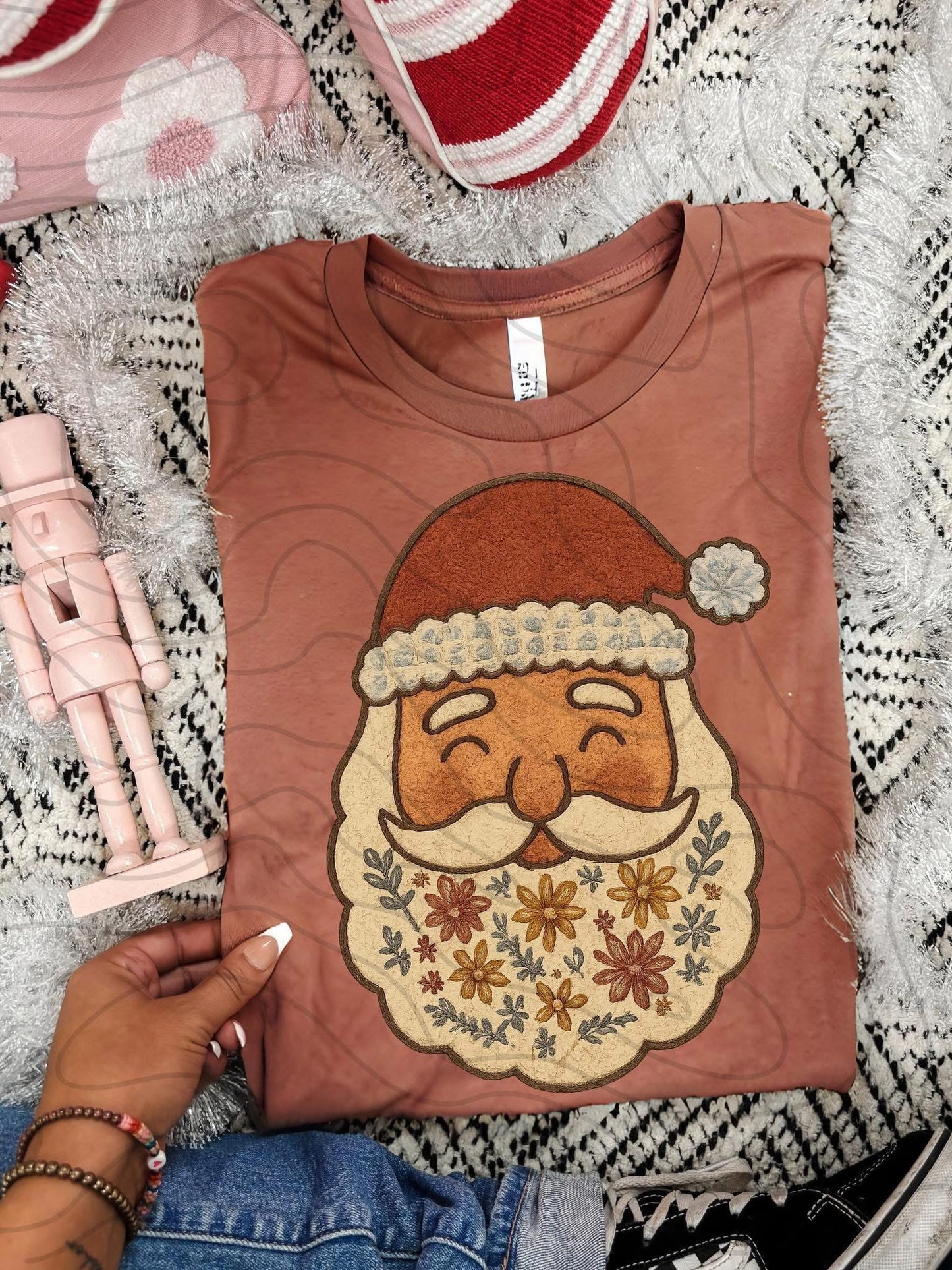 Faux Embroidered Santa Tee