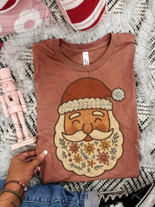 Faux Embroidered Santa Tee
