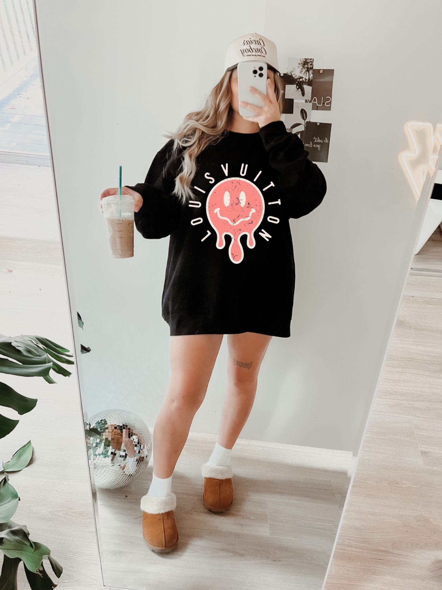 White Smiley Drip Sweatshirt