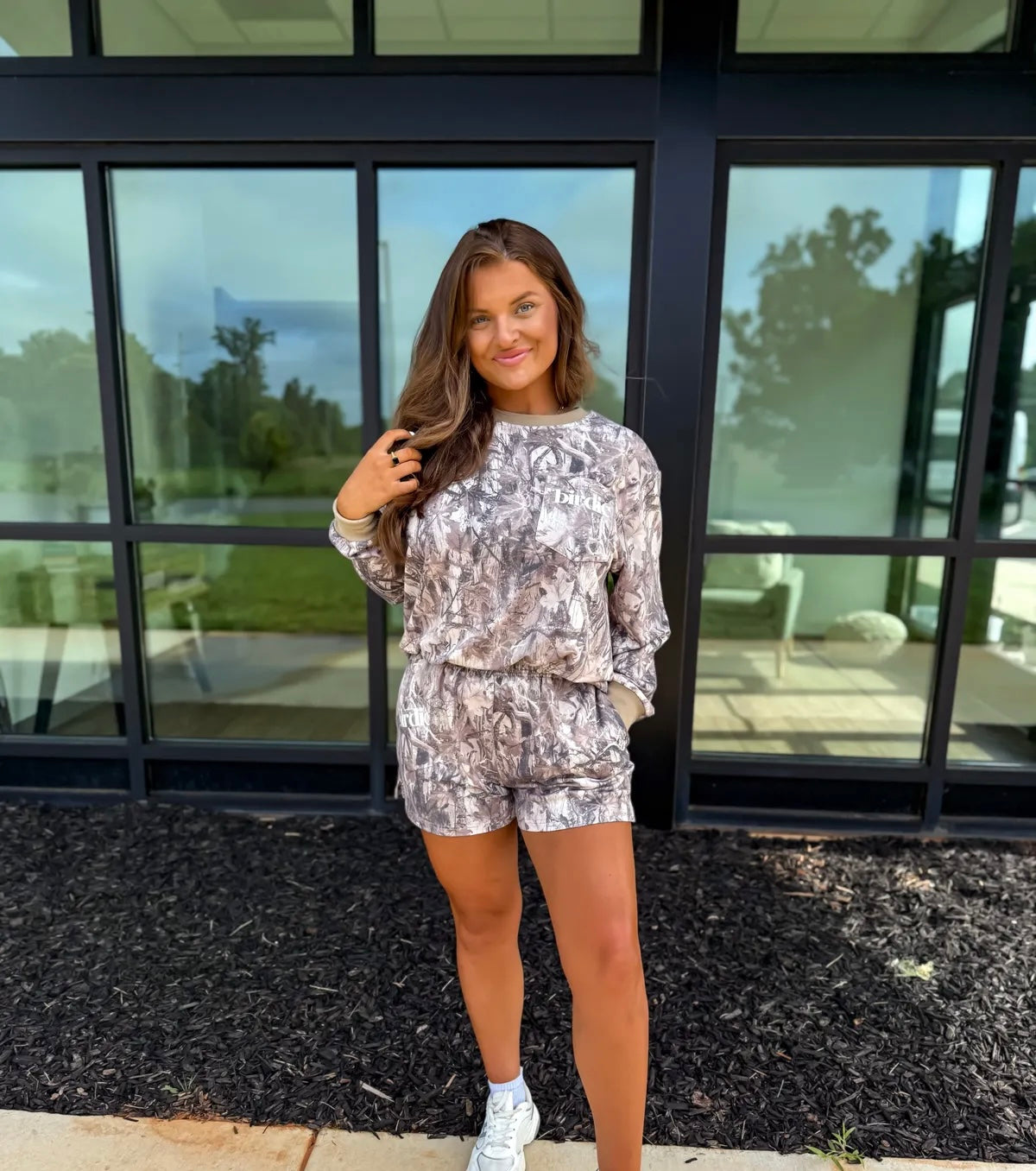 PREORDER Two Piece Long Sleeve/Shorts Camo Set