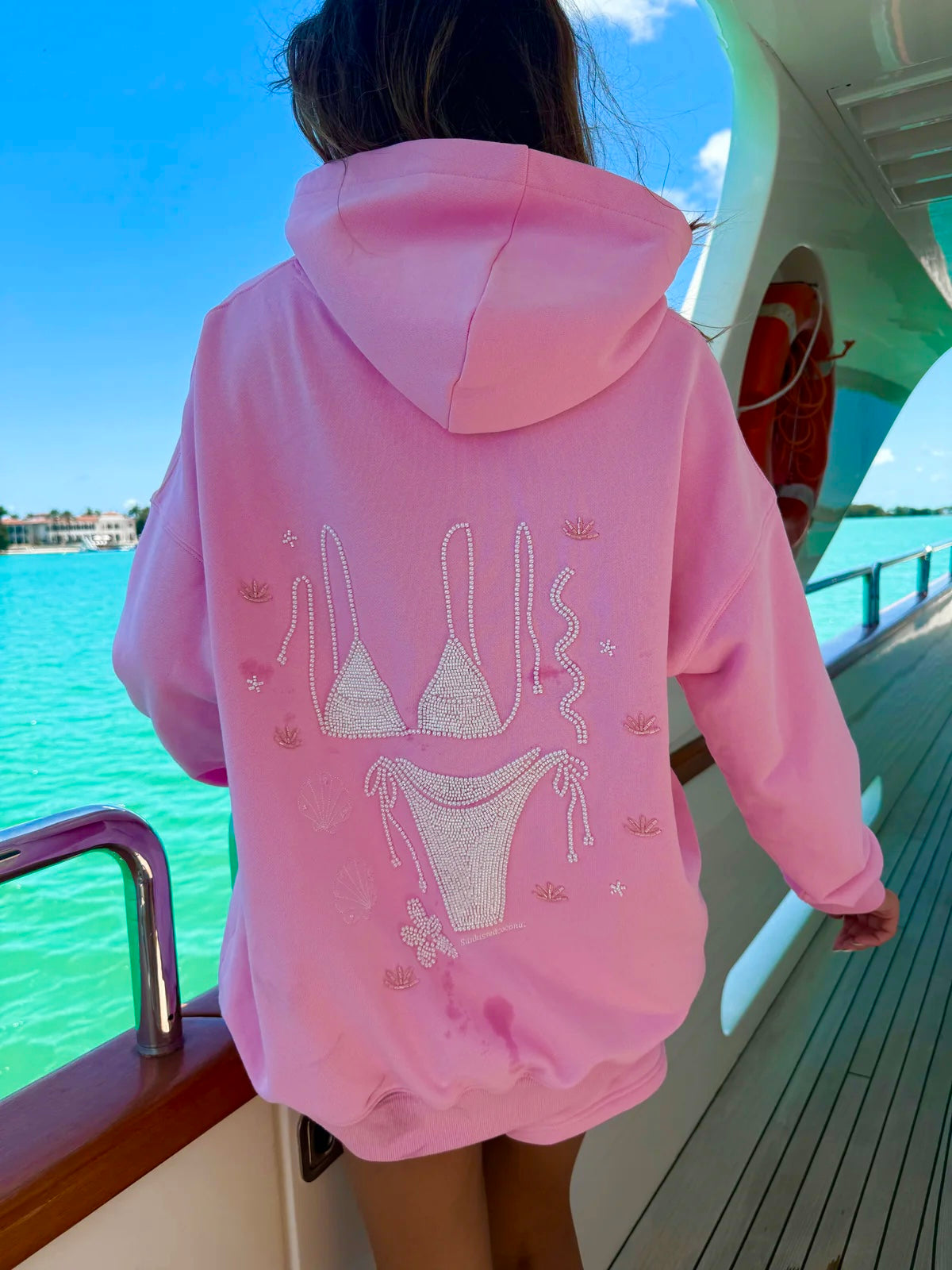PREORDER Sunset Pink Bikini Beaded Ocean Hoodie