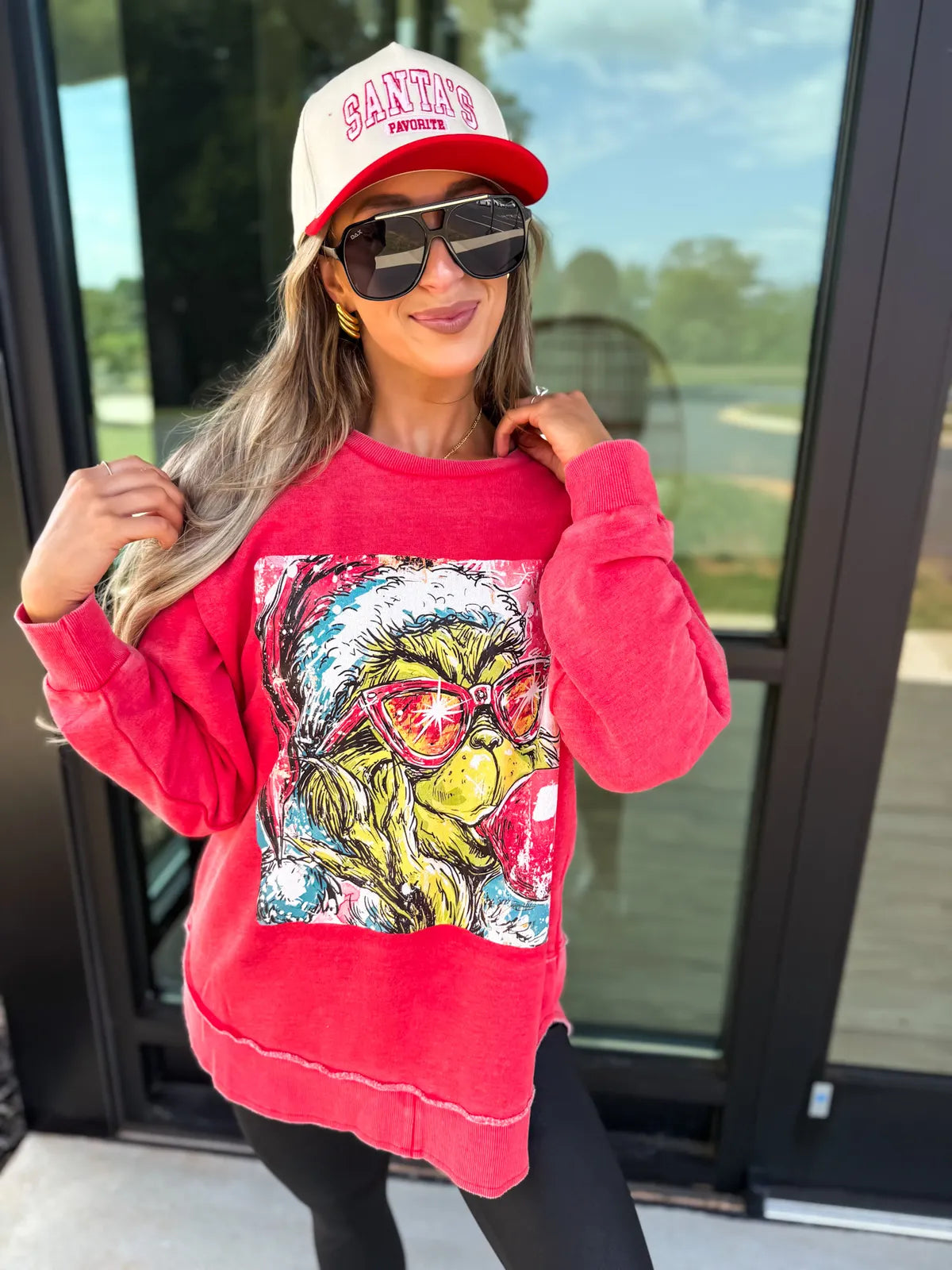 Grinch Bubblegum Acid Wash Pullover