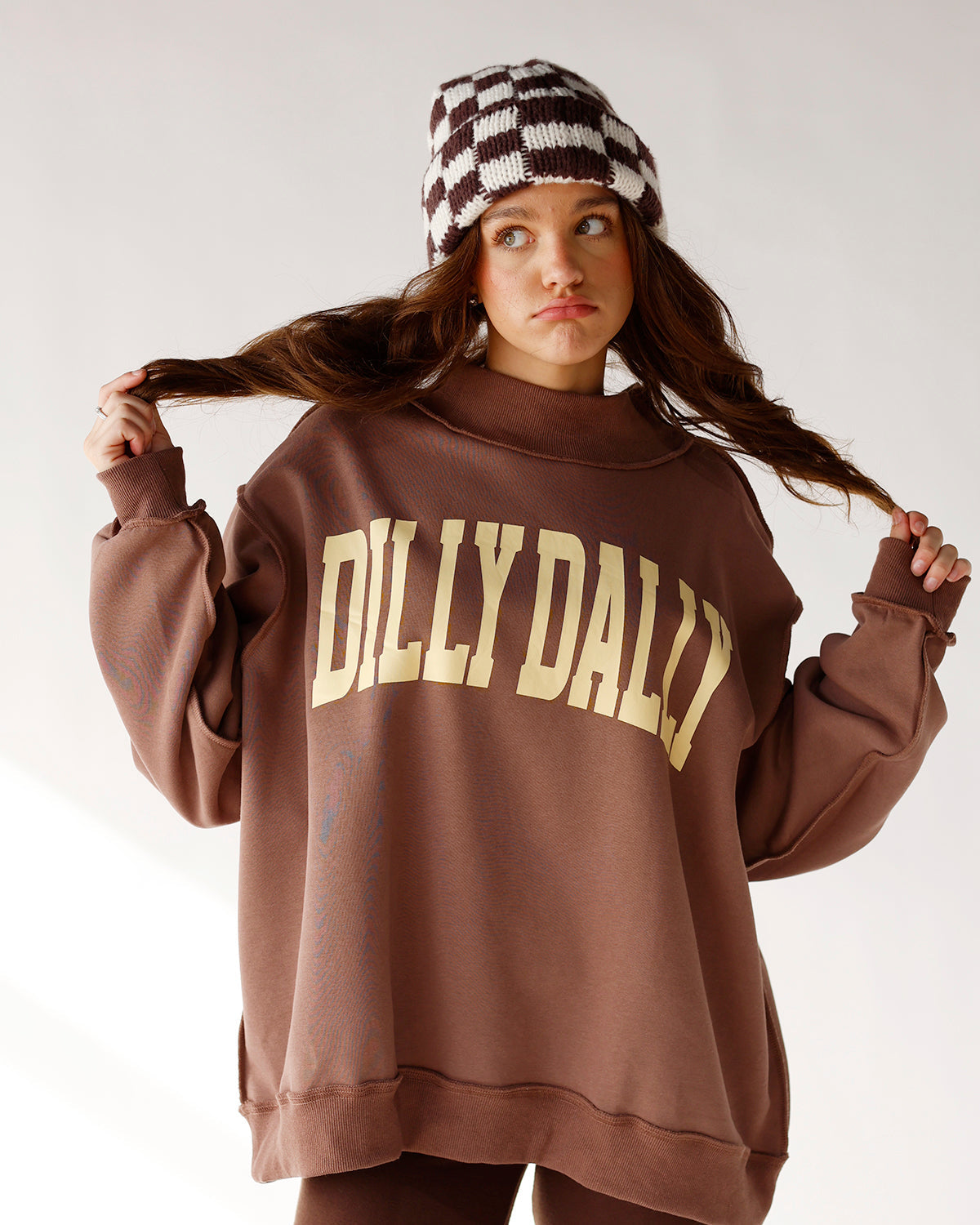 Dillydally Mocha Mockneck Sweatshirt
