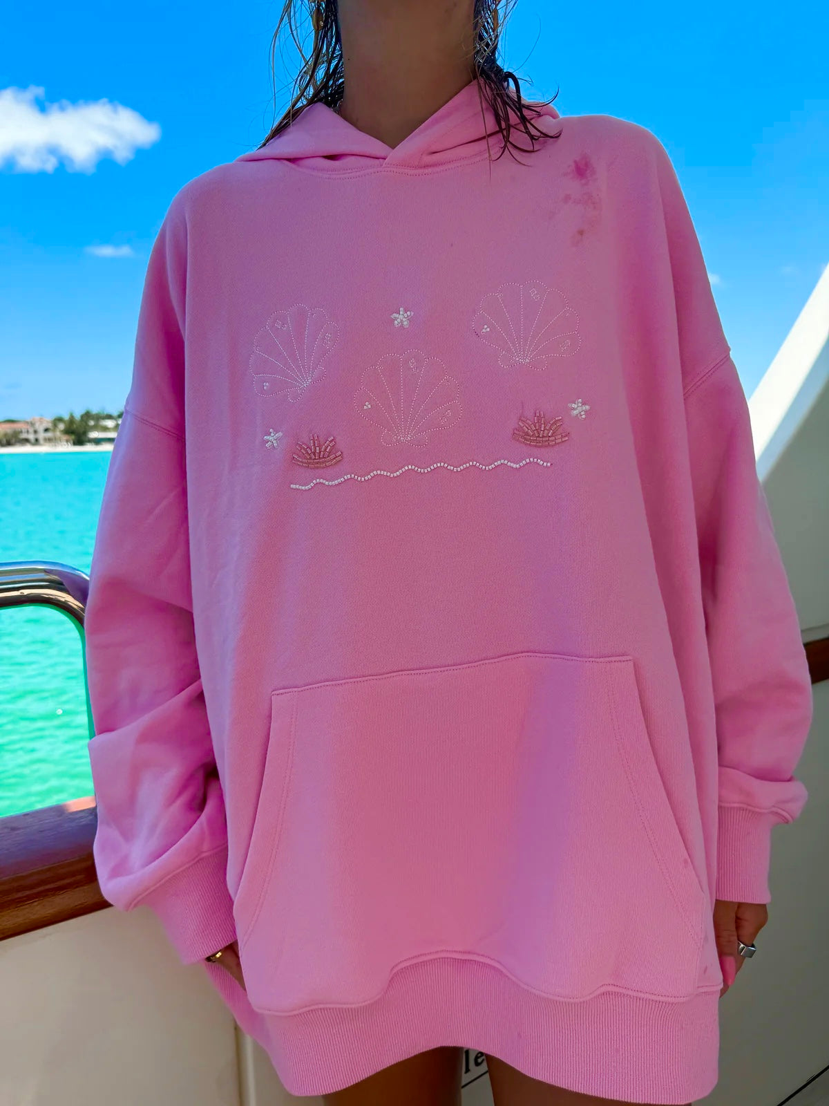 PREORDER Sunset Pink Bikini Beaded Ocean Hoodie